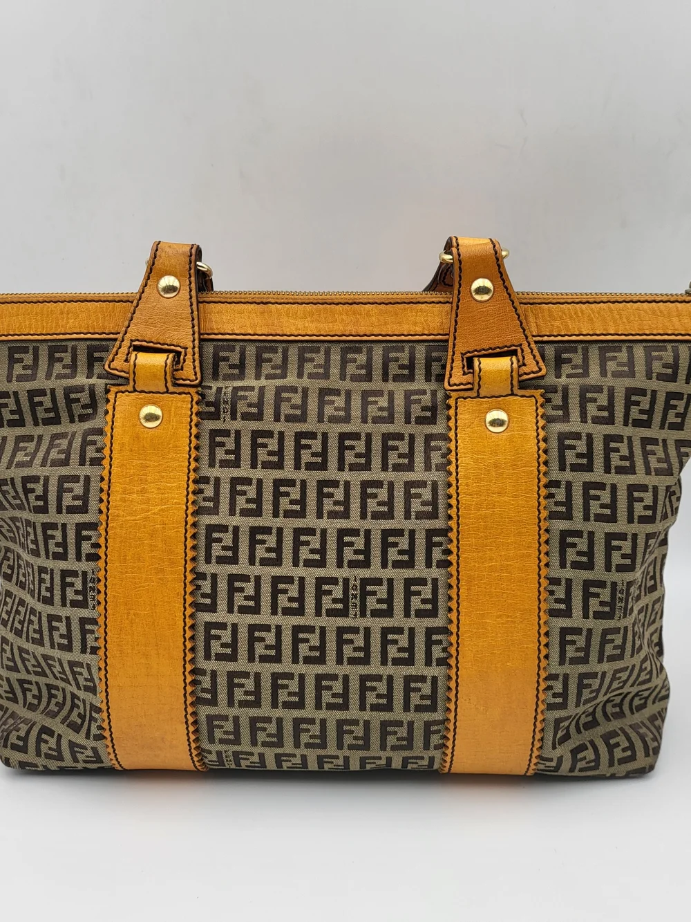 Fendi Zucchino Canvas Practical Tote Bag Vintage Authentic..